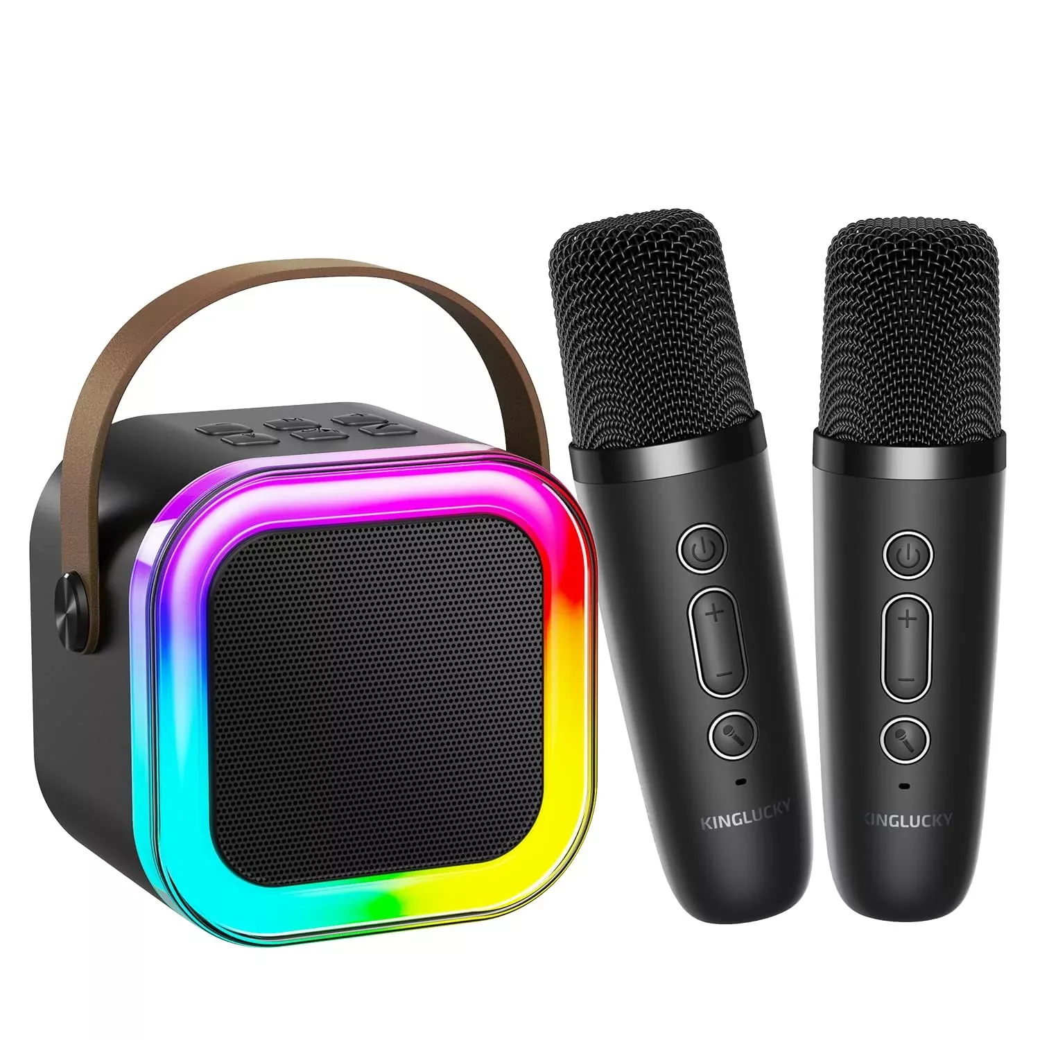 Kinglucky Kids Karaoke Machine with 2 Mics, Classic Black, Portable