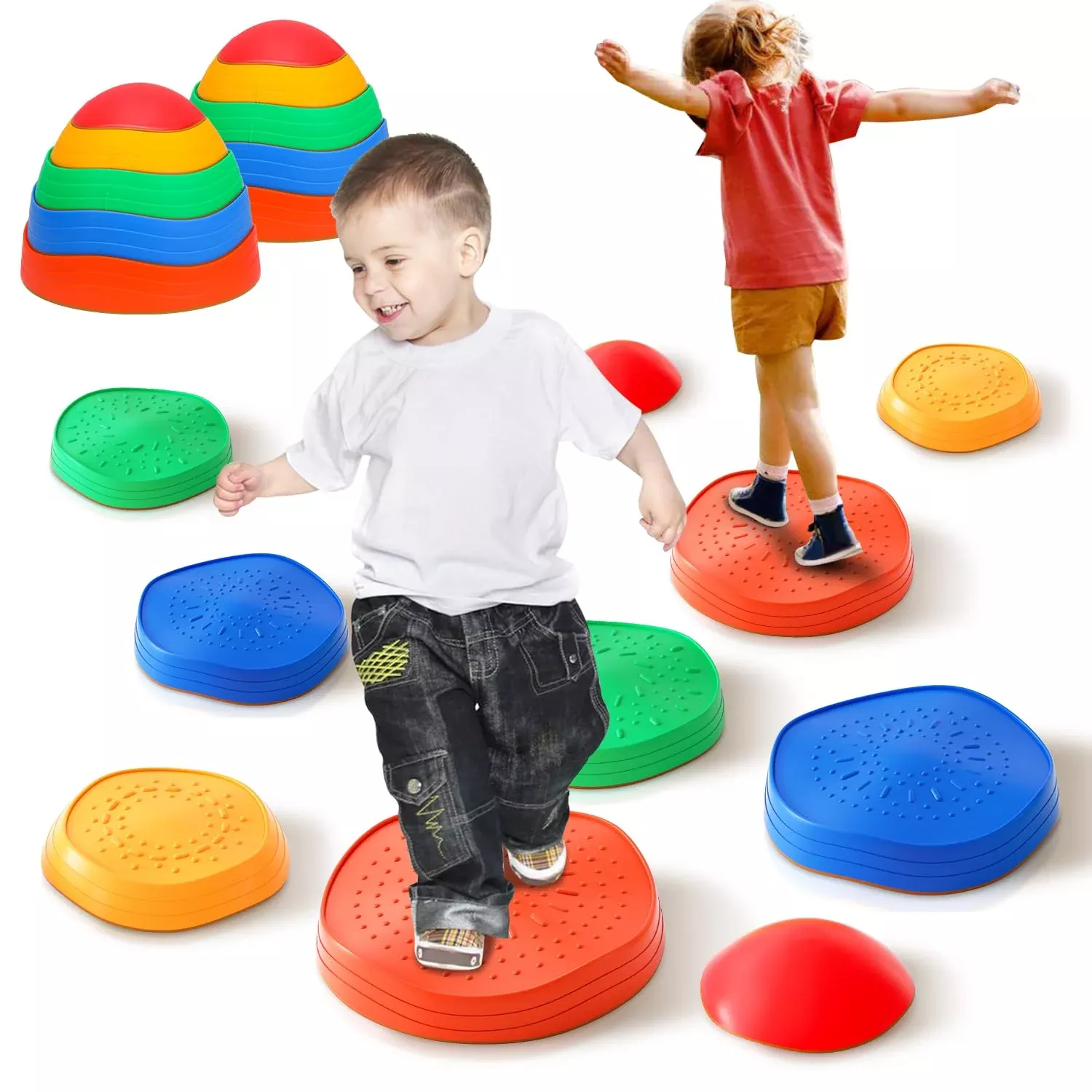 Kirumie Stepping Rocks Set of 10, Colorful Medium Balance Stones