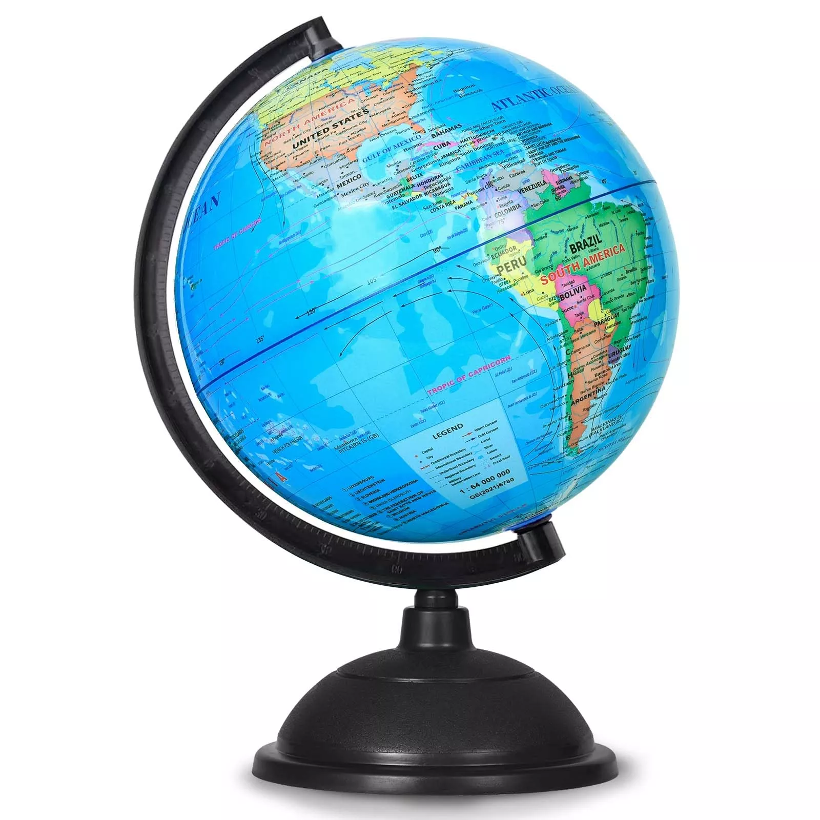 KISEER 8 Inch Rotating World Globe for Kids Education - Blue