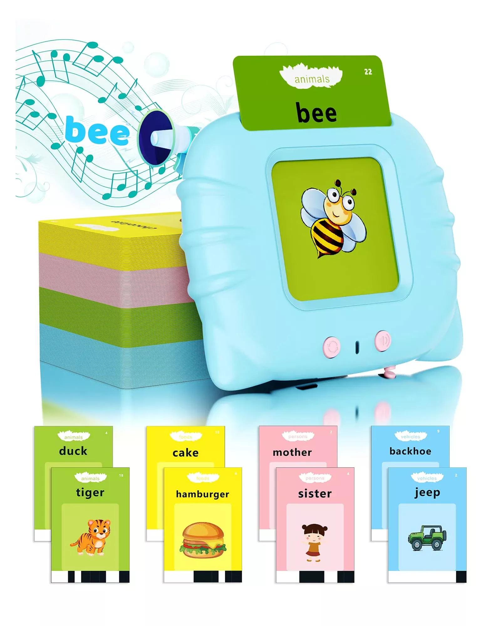 KOKODI Toddler Flash Cards Learning Toys for Ages 3-5 Blue