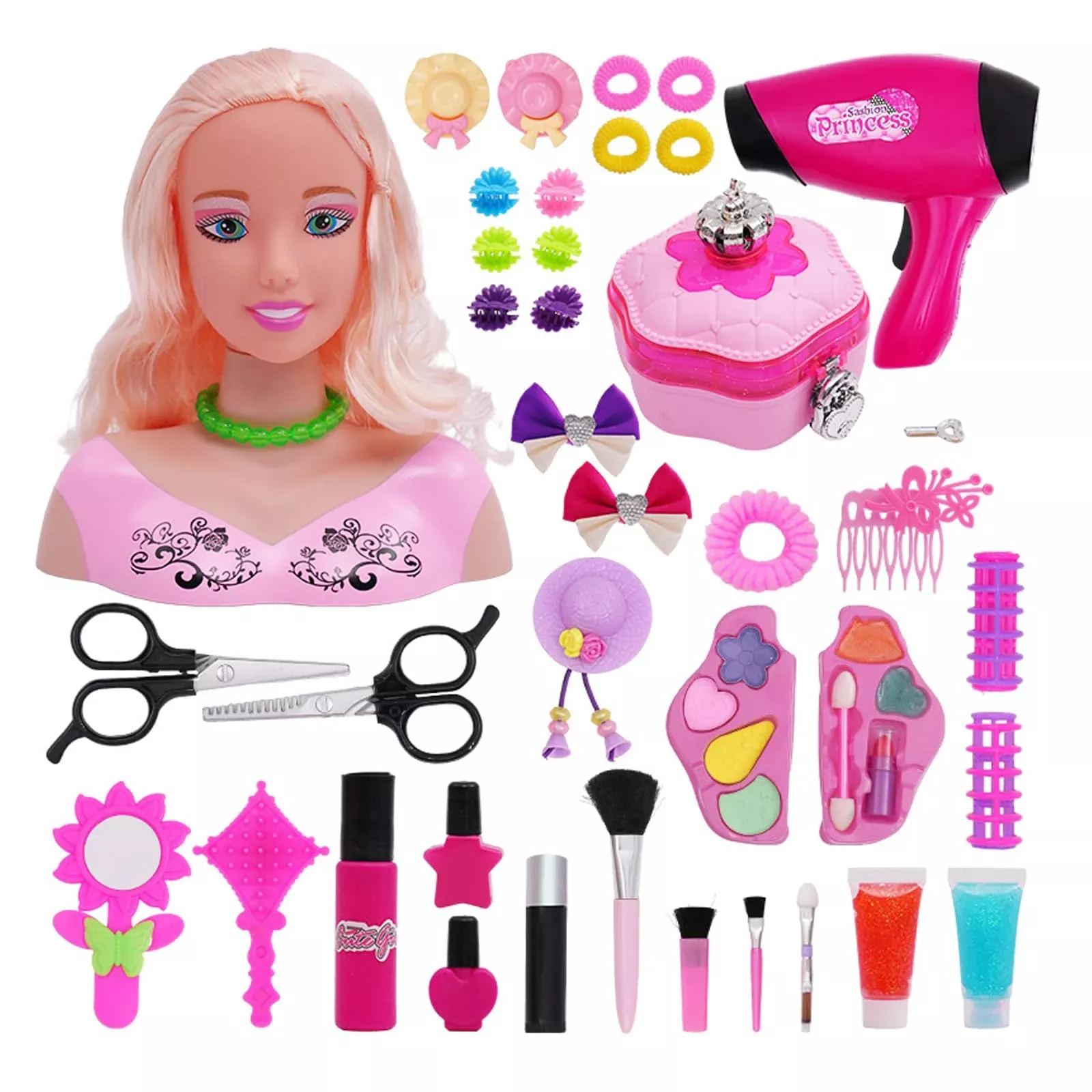 KonHaovF Doll Head for Hair Styling, 7.8 Inch Plastic Makeup Practice