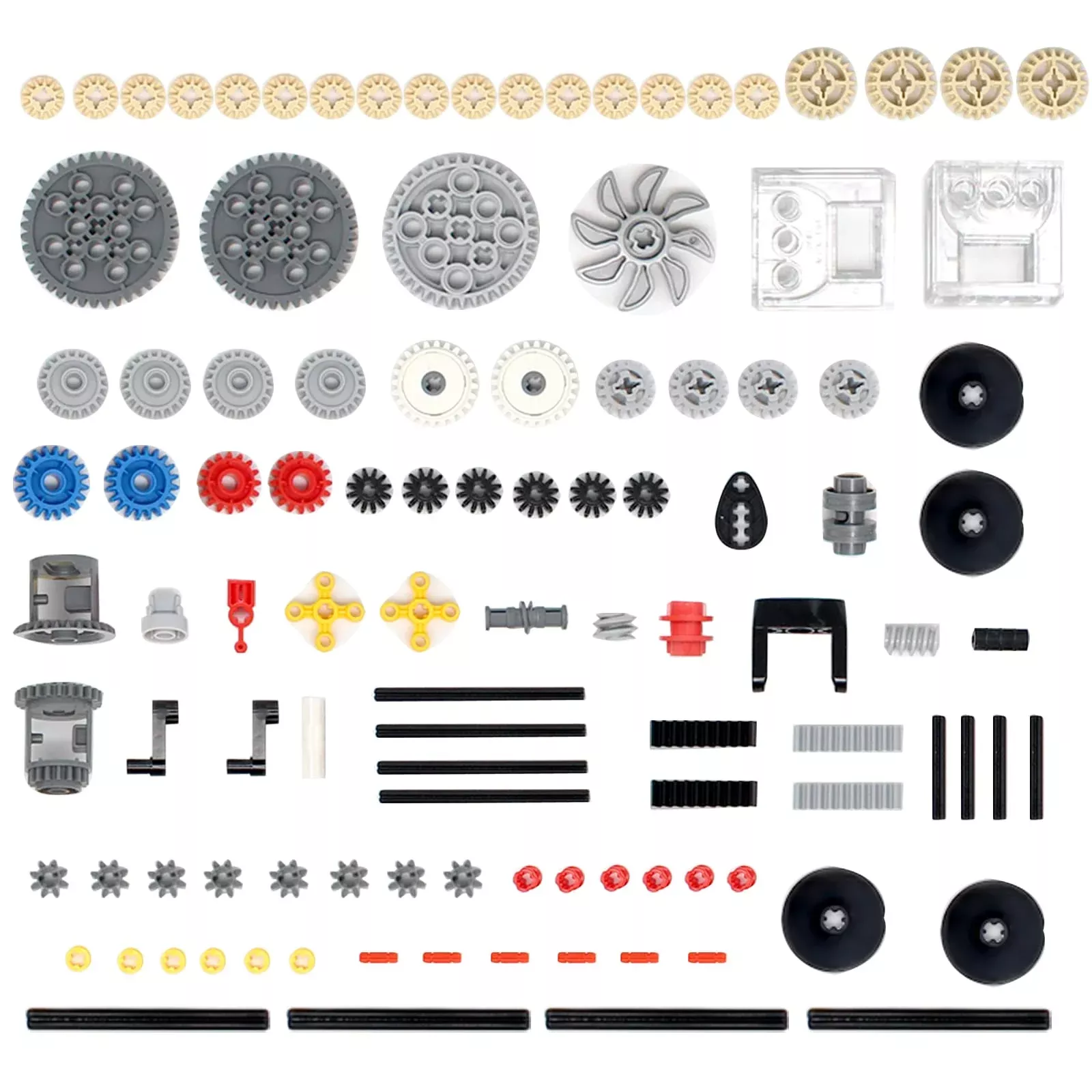 KonHaovF Gear & Axle Set for Technic Building Blocks, Medium, White