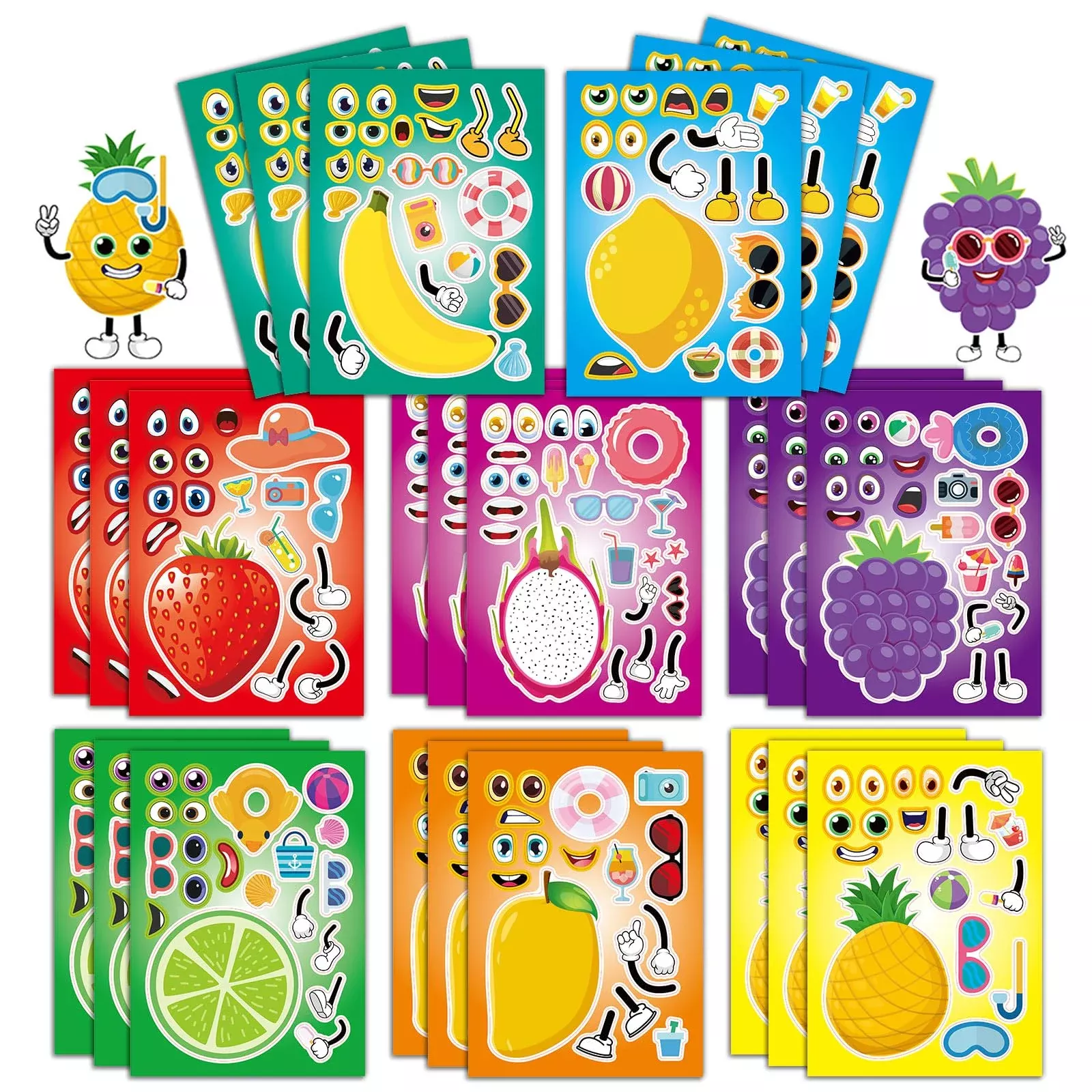 Kopokita Fruit Stickers Set - 24 Sheets, Creative Fun for Kids