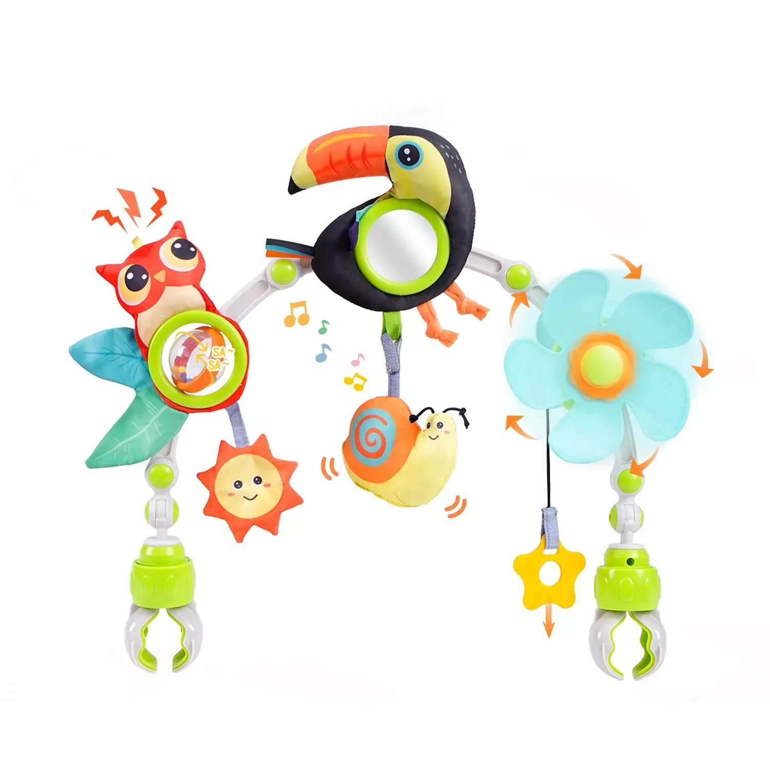Koty Baby Stroller Arch Toy With Teether, Rattle, Crinkle Sound, Mirro