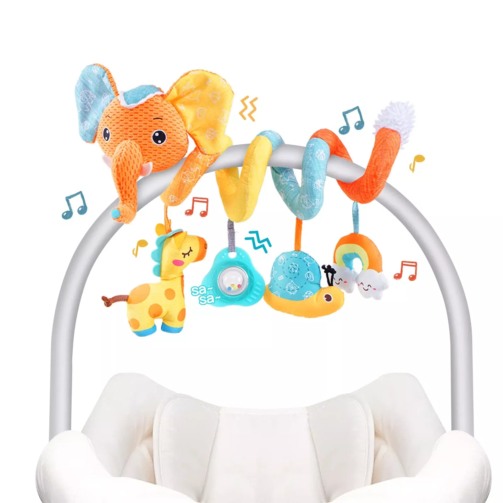 Koty Cute Spiral Activity Toy for Babies - Orange Elephant