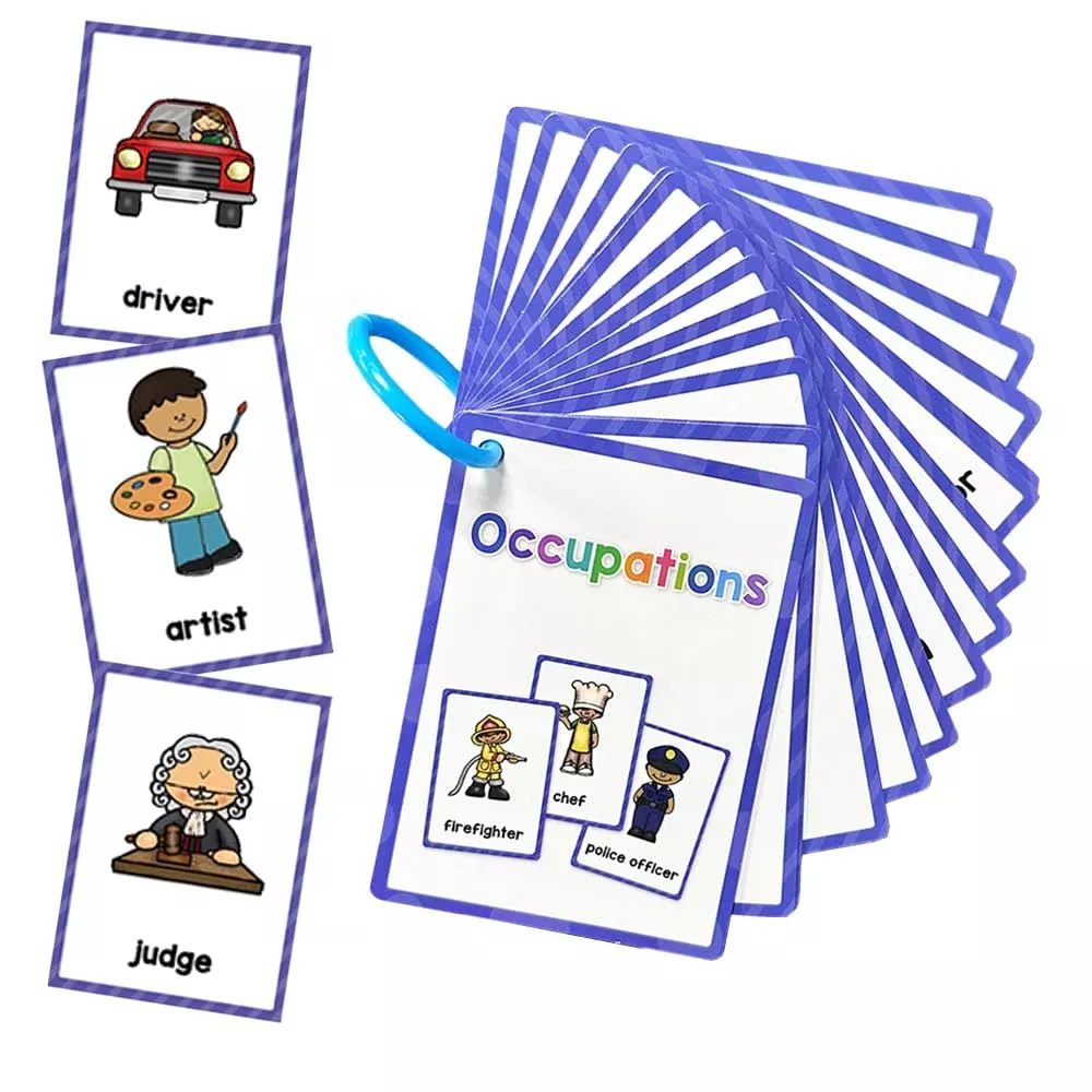 Lachilly English Words Learning Flashcards for Kids - 15 Double-Sided Cards