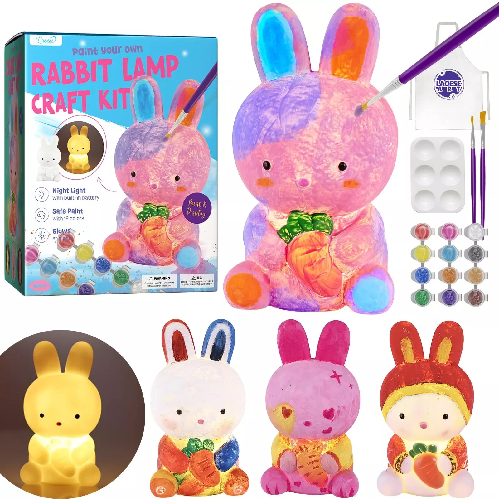 LAOESE Bunny Lamp Craft Kit for Kids, Multicolored, Rabbit Size