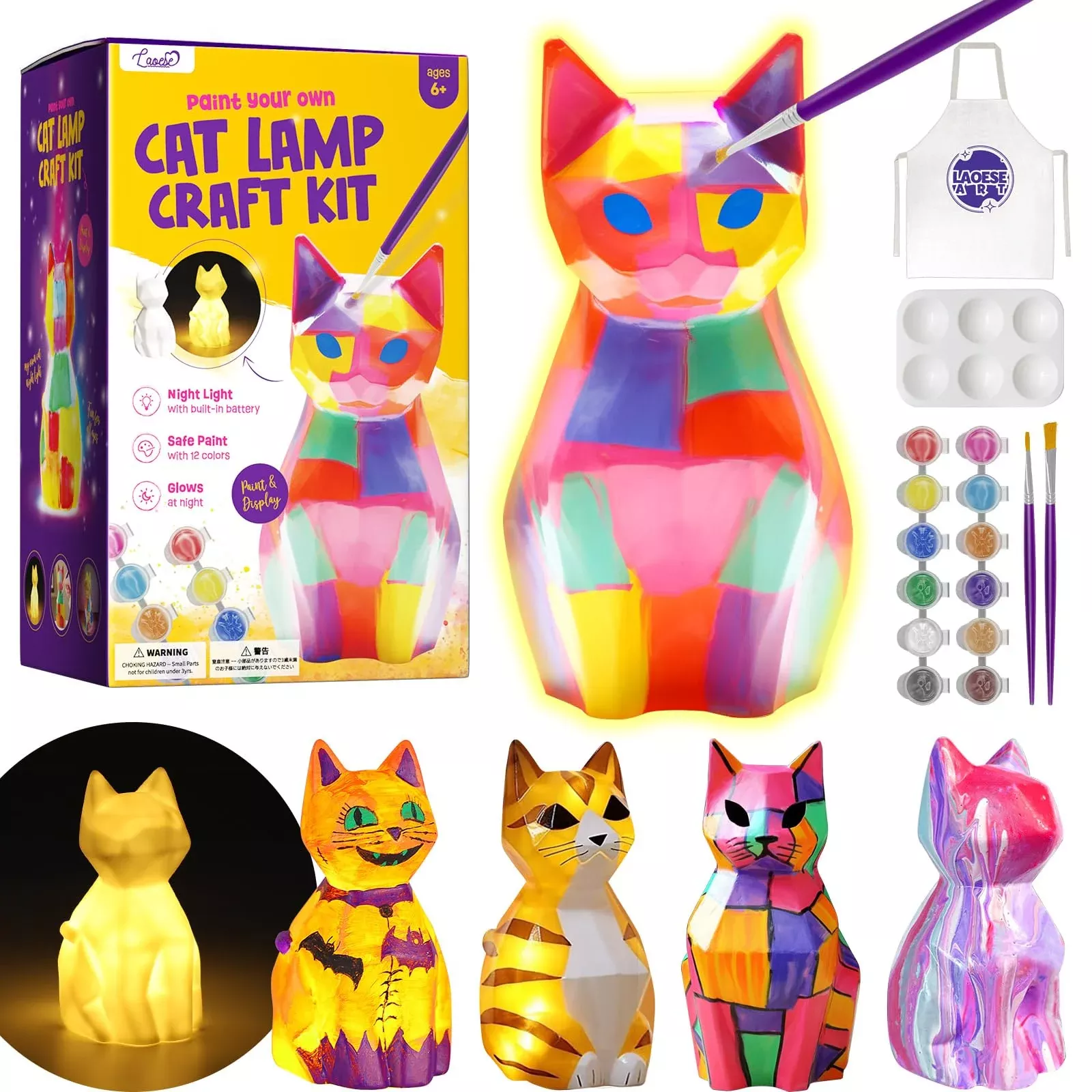LAOESE Cat Lamp Kit for Kids - Multicolored, 11 x 18 x