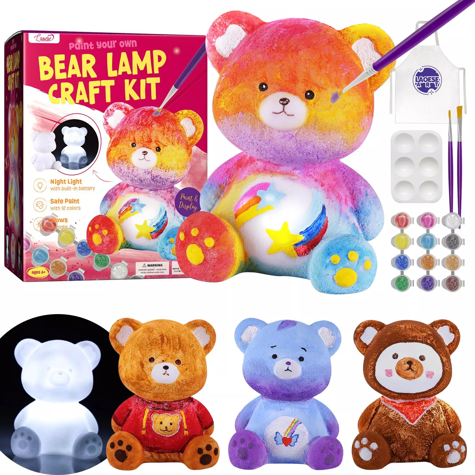 LAOESE DIY Bear Lamp Kit for Kids - Multicolored, Medium Size
