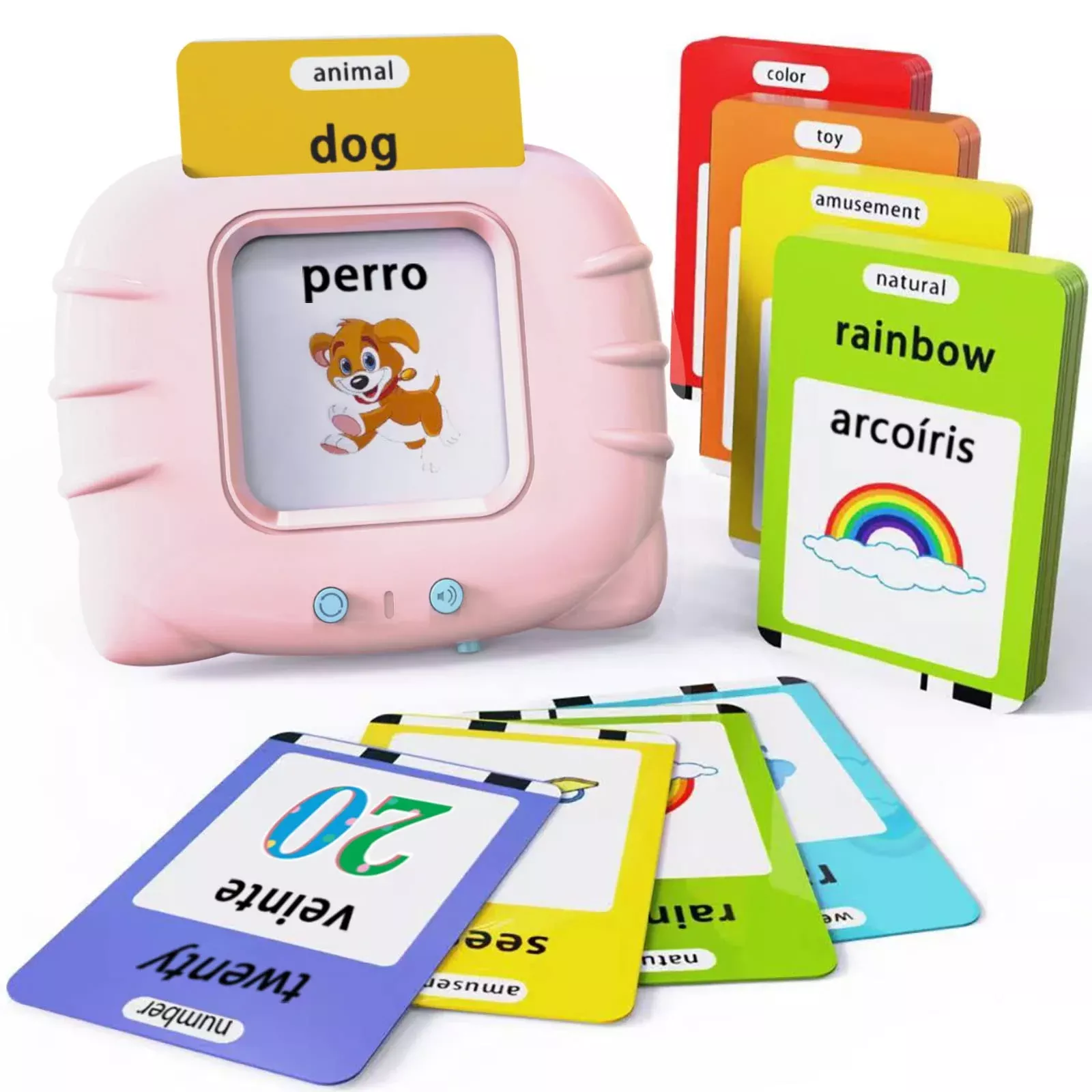 Lapare Toddler Toys Bilingual Reader Machine 521 Sight Words Pink