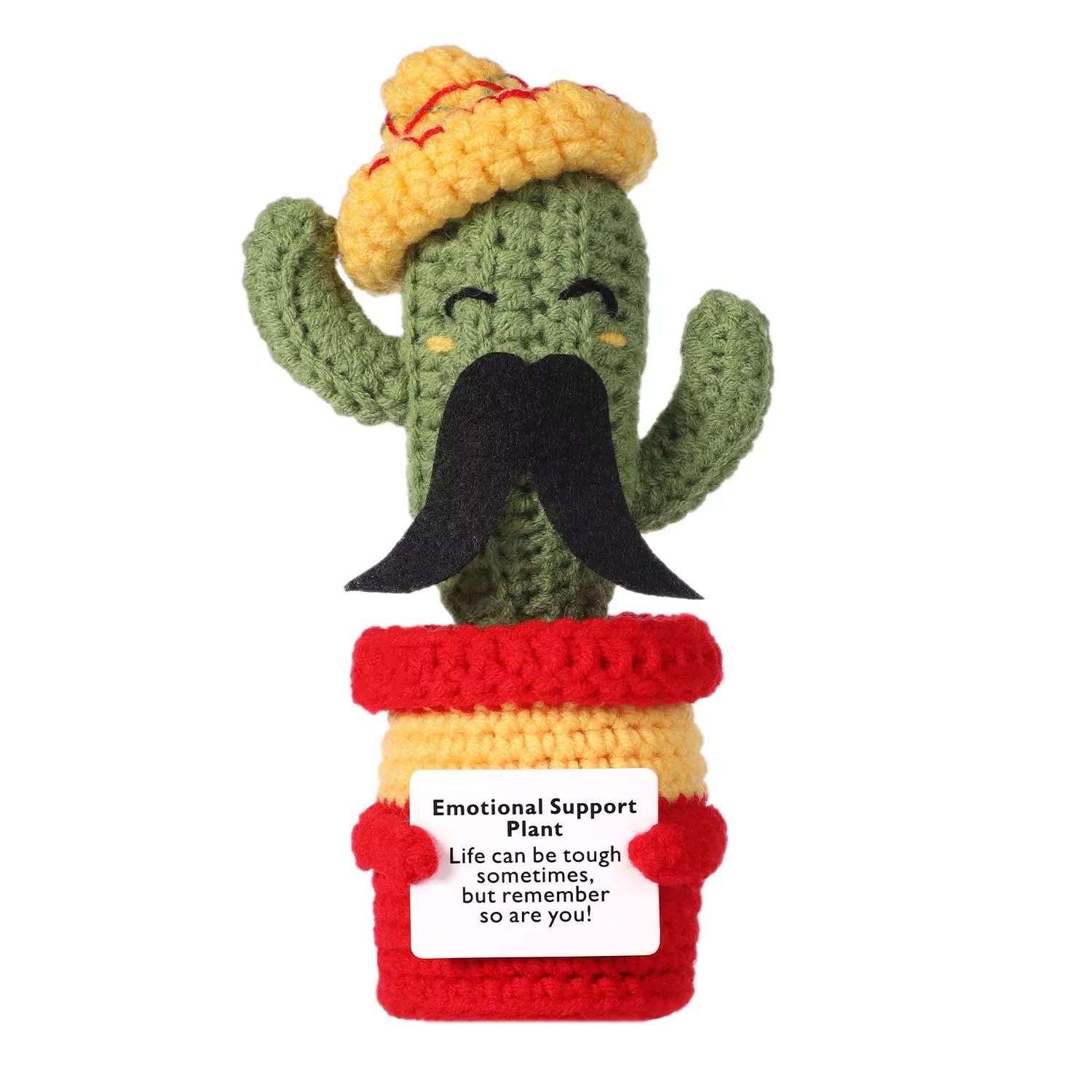 lasuroa Positive Cactus Doll 6.69 Inch Colored Wool Yarn Decoration