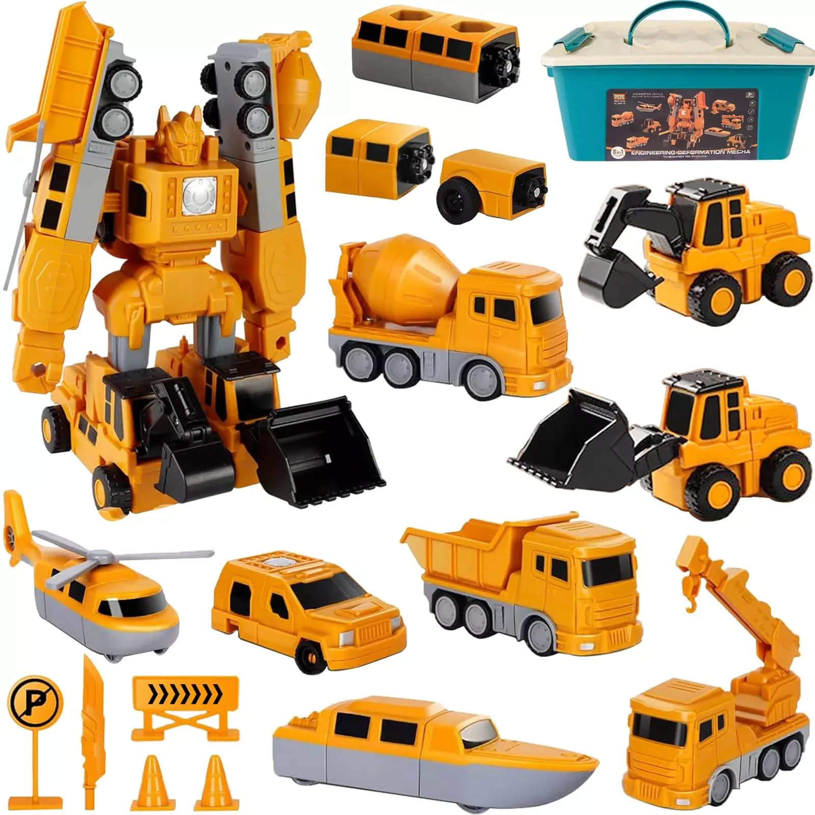 Lawfig 7 in 1 Magnetic Engineering Car Set Yellow 11.4 inches
