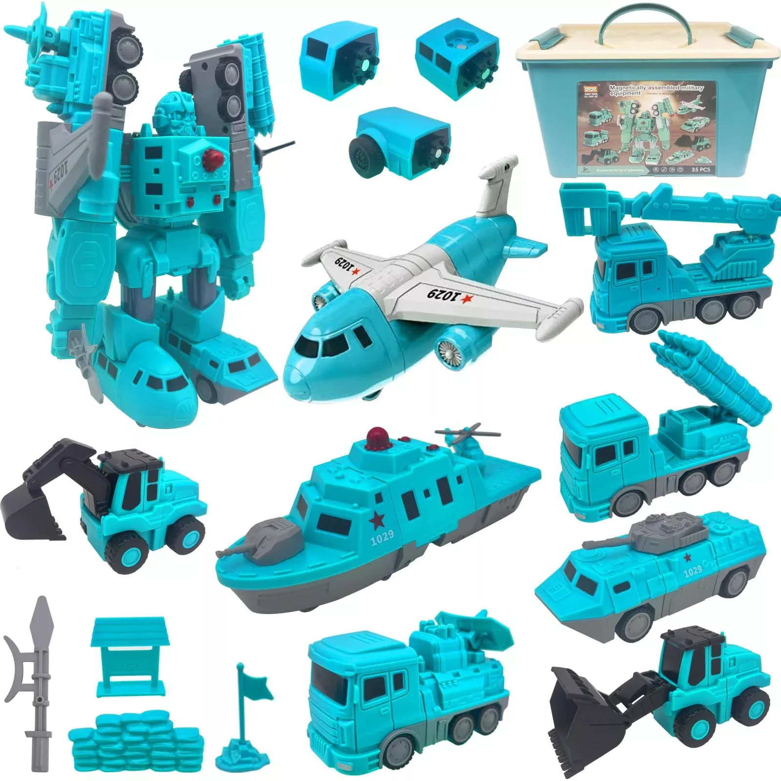 Lawfig Magnetic Transform Vehicles Assembled Toys, Construction Vehicl
