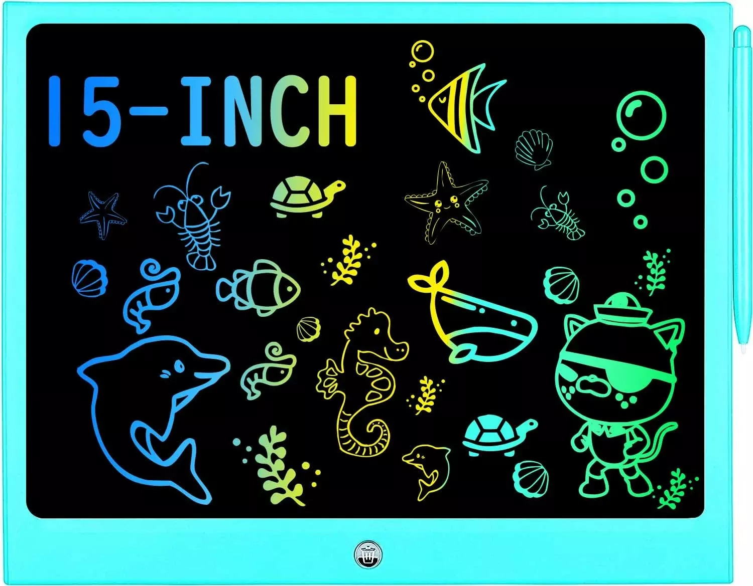 Lcd Writing Tablet For Kids, 15 Inch Colorful Electronic Doodle Board