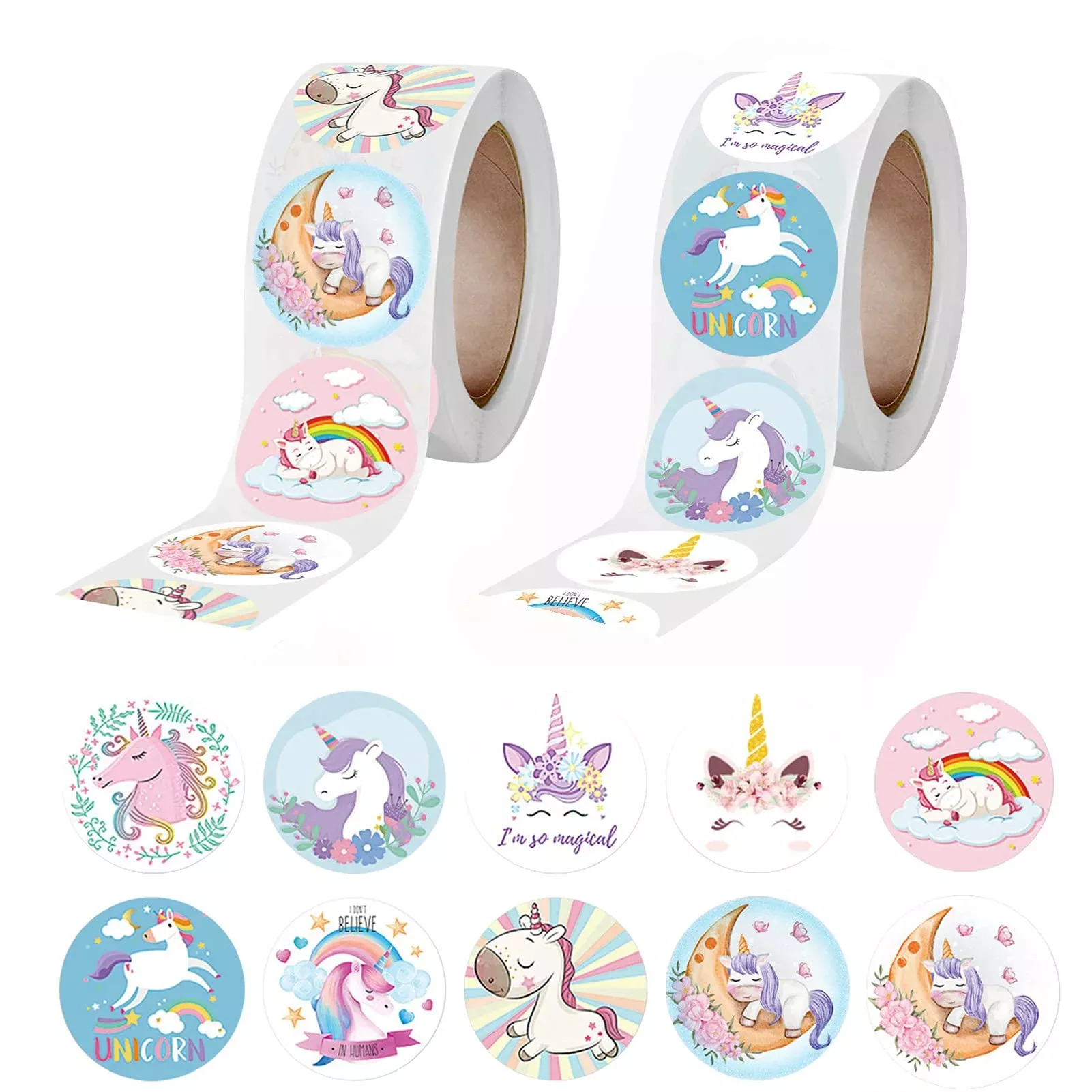 Lebsitey Unicorn Stickers 1 Inch 1000pcs 10 Designs Paper
