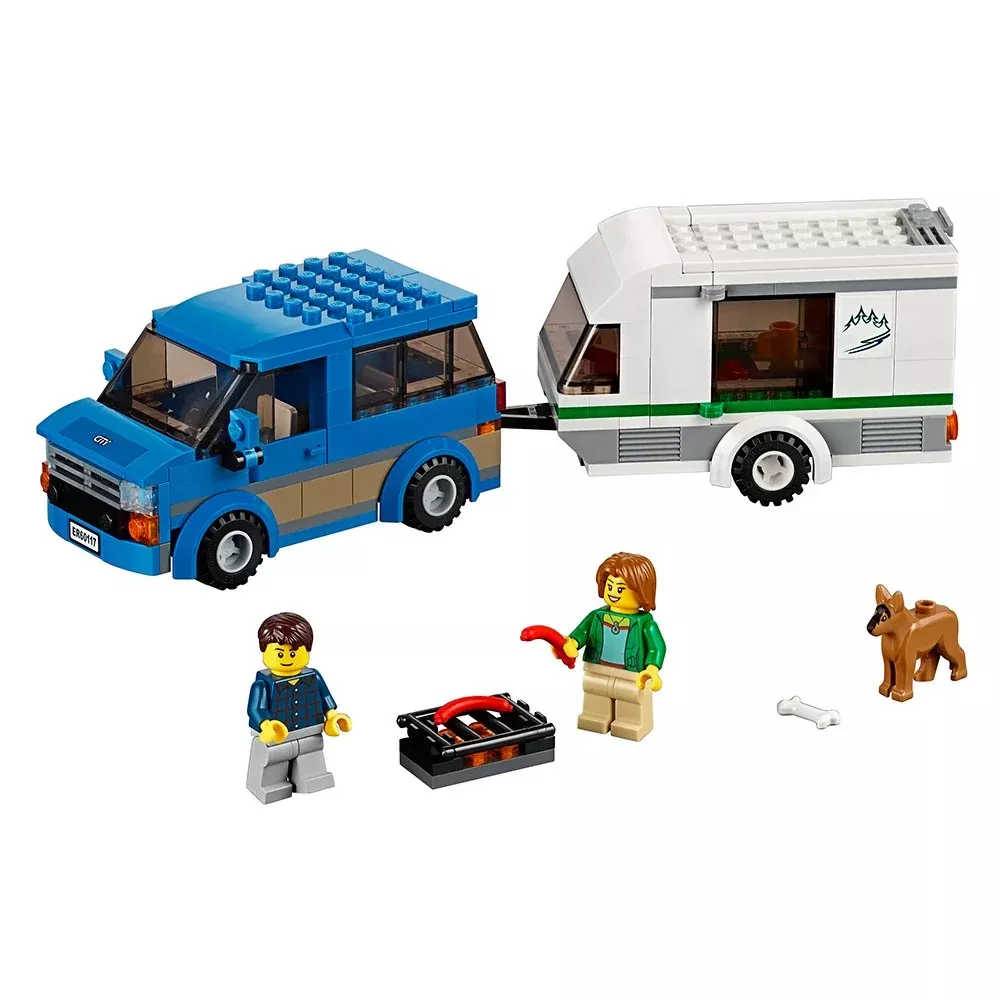 LEGO City Camping Van and Caravan Building Set, 250 Pieces, Assorted