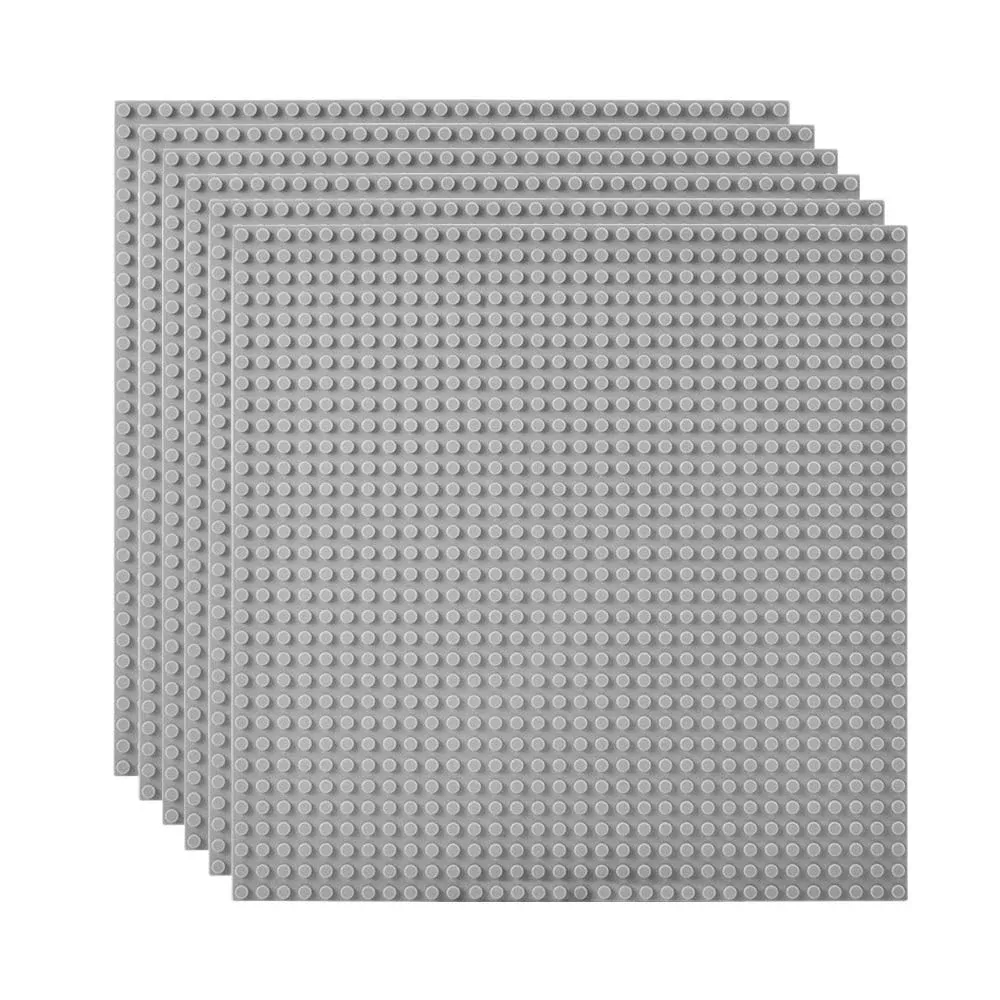 Lekebaby Baseplates 10" x 10" Gray - 6 Pack Building Plates