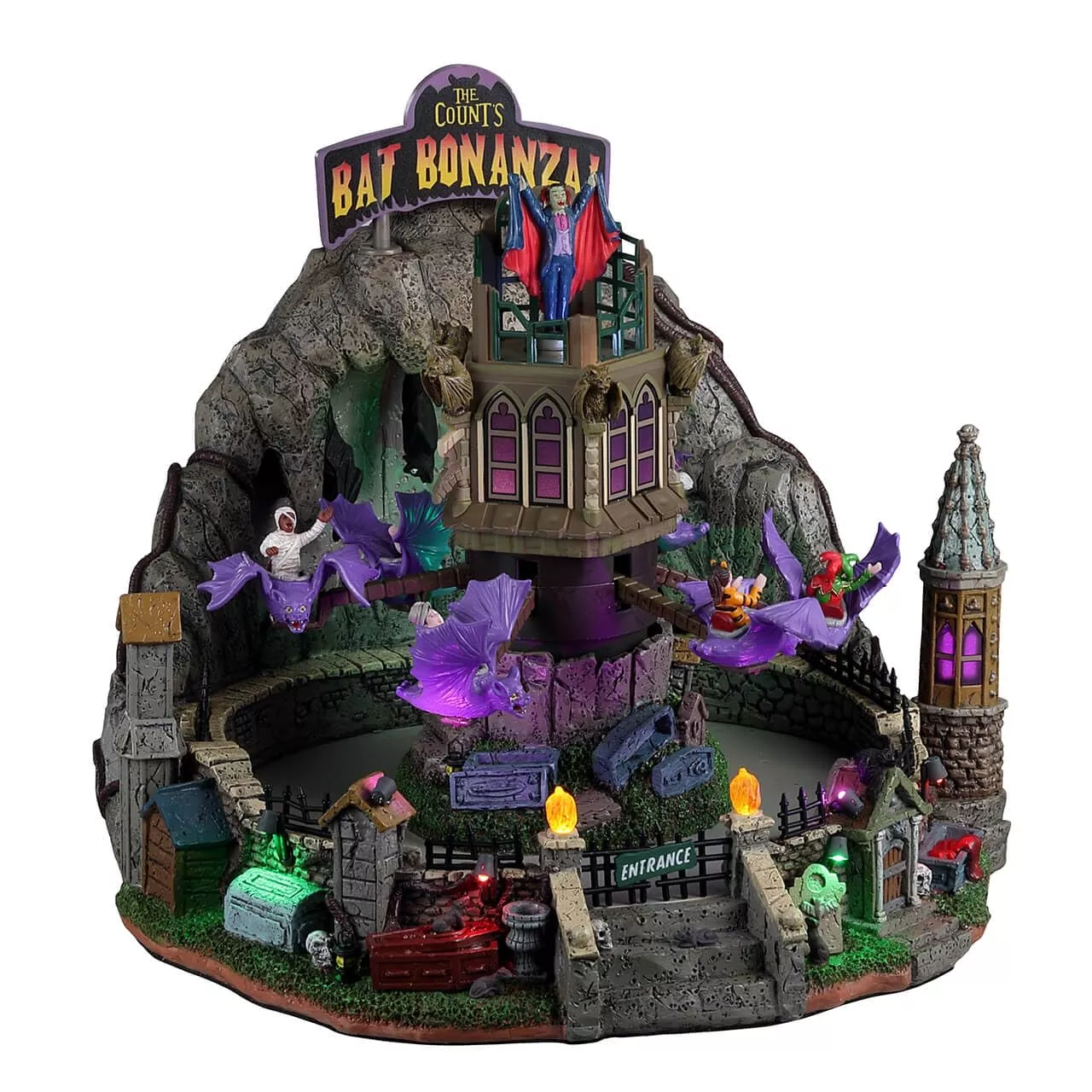 Lemax Bat Bonanza Ride - Animated Spooky Town Decor - Multicolor