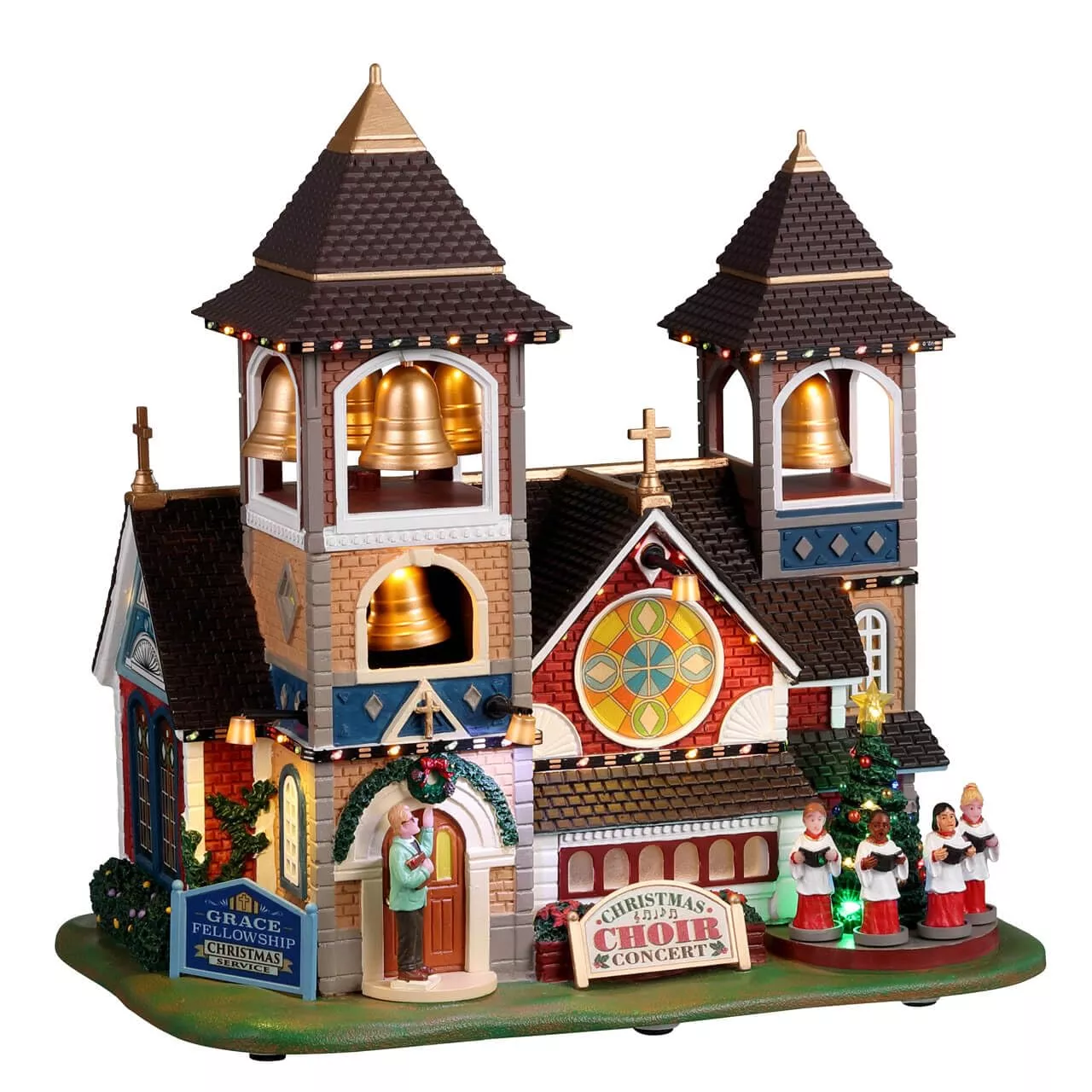 Lemax Christmas Chimes Church Large Multicolor Collectible Building
