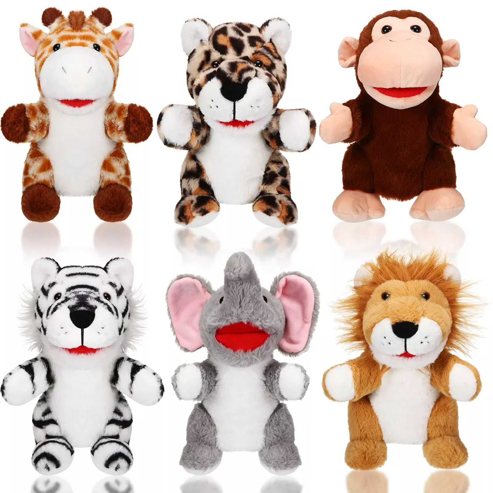 Lenwen Animal Hand Puppets for Kids, 10-Inch, 6 Styles, Multi