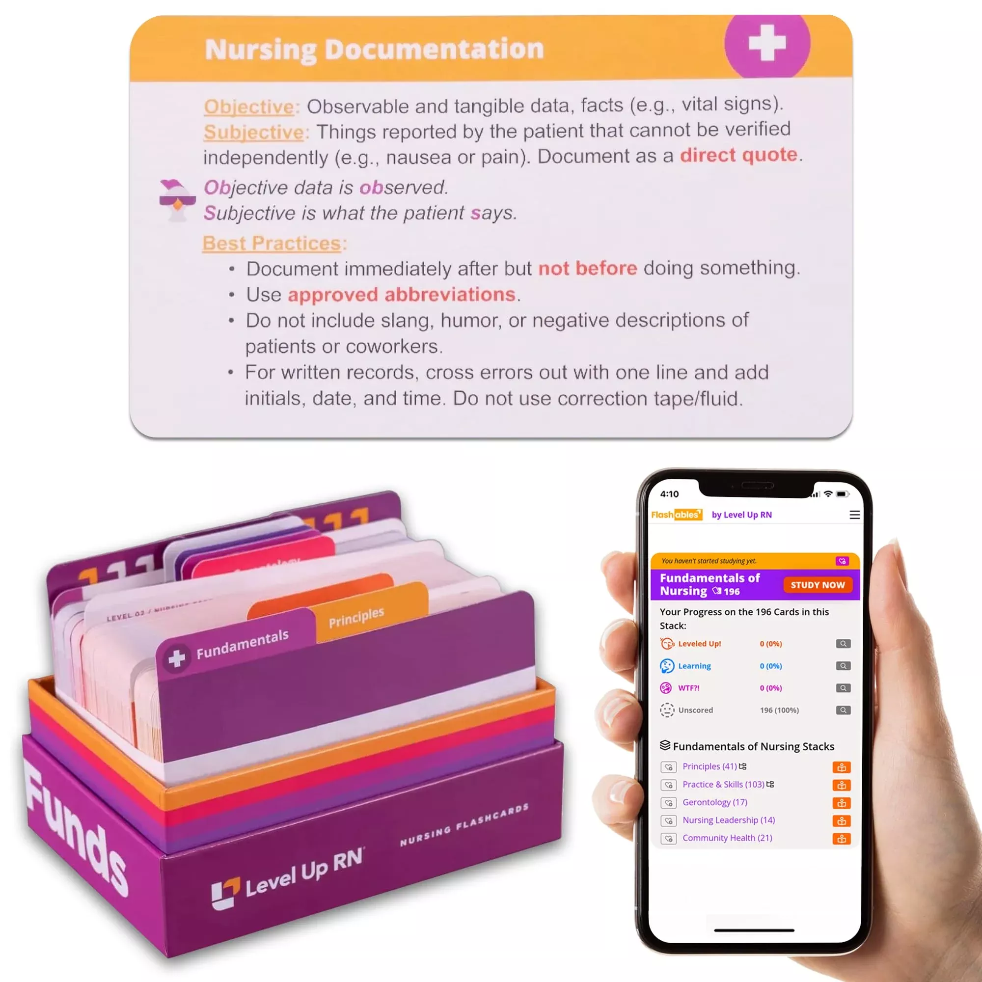Level Up RN Clinical Nursing Skills Flashcards - 204 Cards, Study Aid