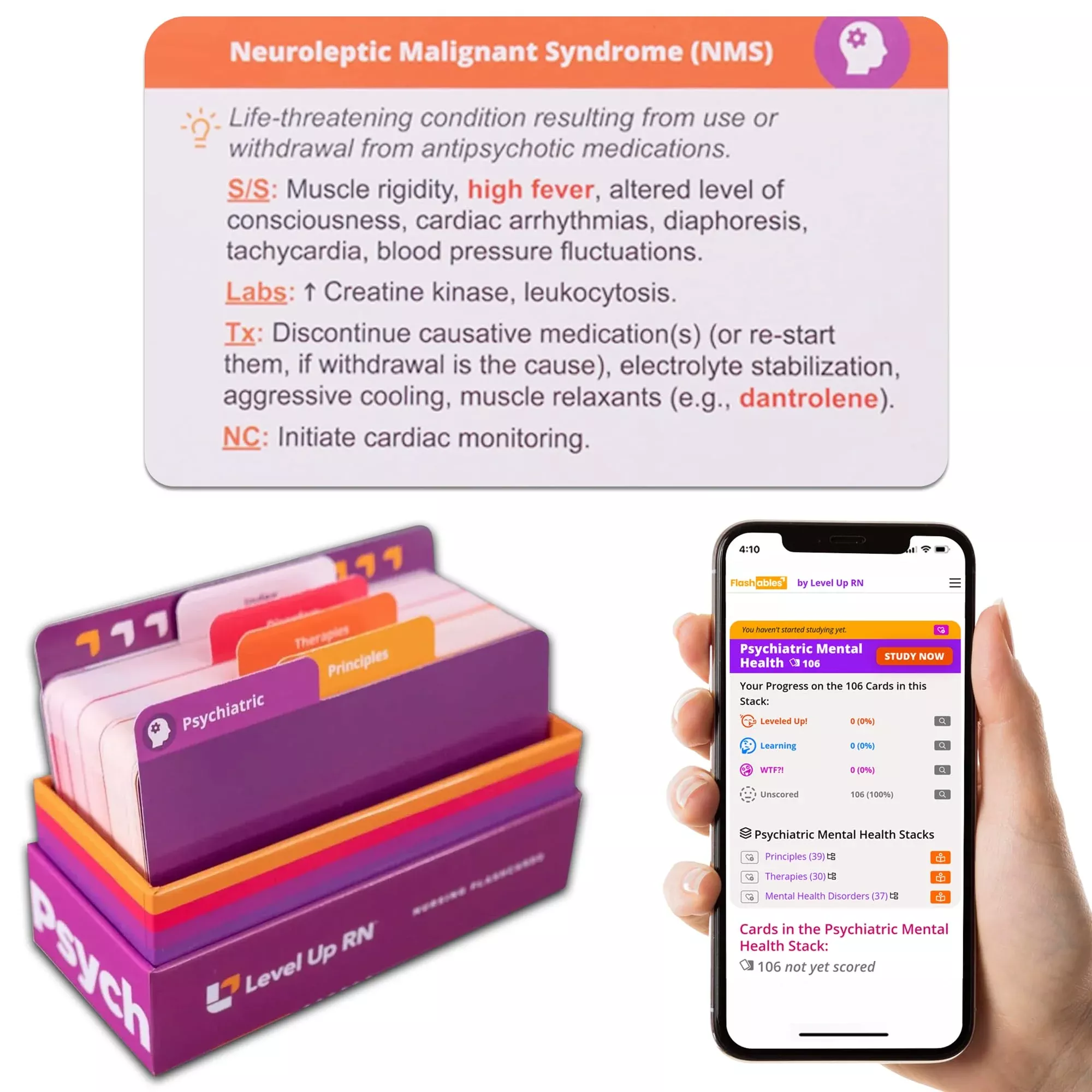 Level Up RN Psychiatric Mental Health Flashcards 111 Pack 3"x5"