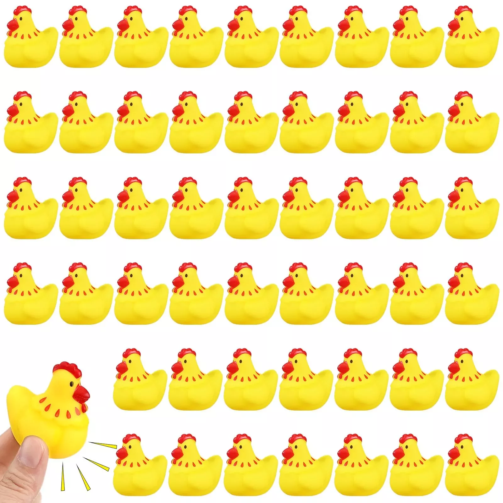 Libima 50 Pcs Rubber Chickens Bath Toy Bulk Mini Chicks Squeezable And