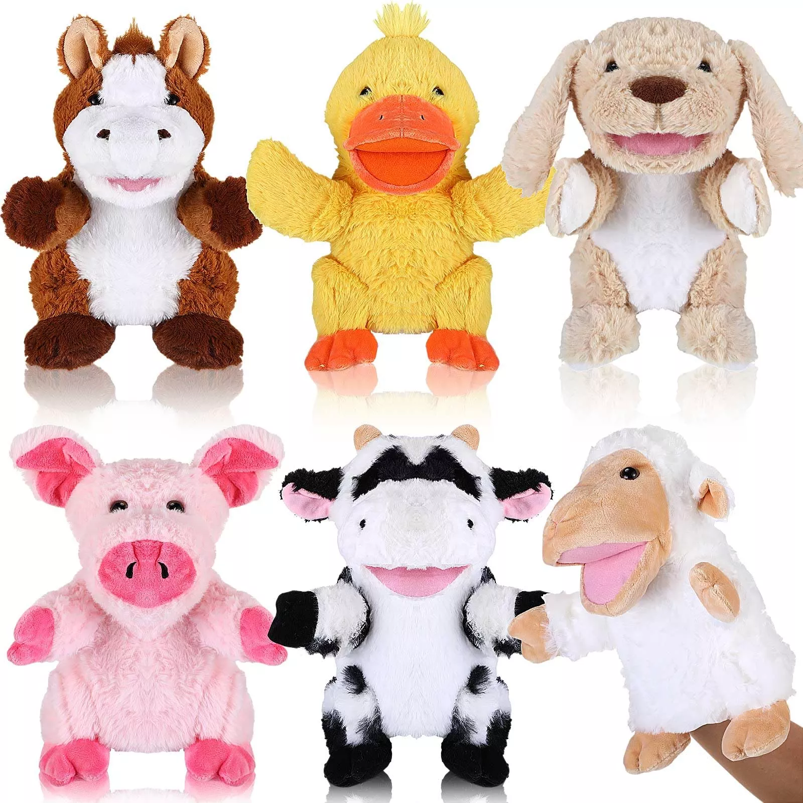 Liliful Plush Animal Hand Puppets Set, Farm, 9.84 Inches, 6