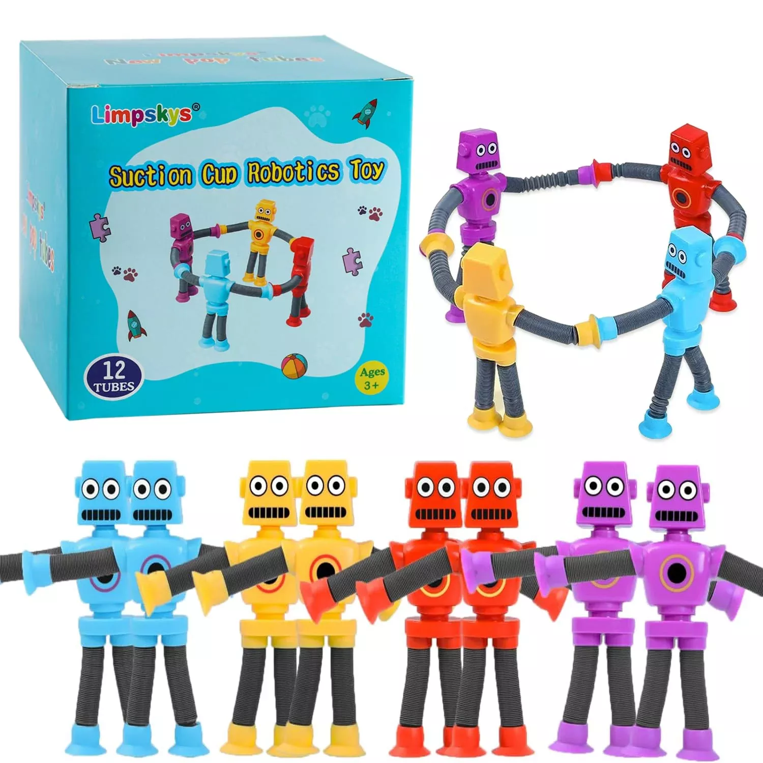 Limpskys Suction Cup Robot Toy for Kids, Medium, Multiple Colors