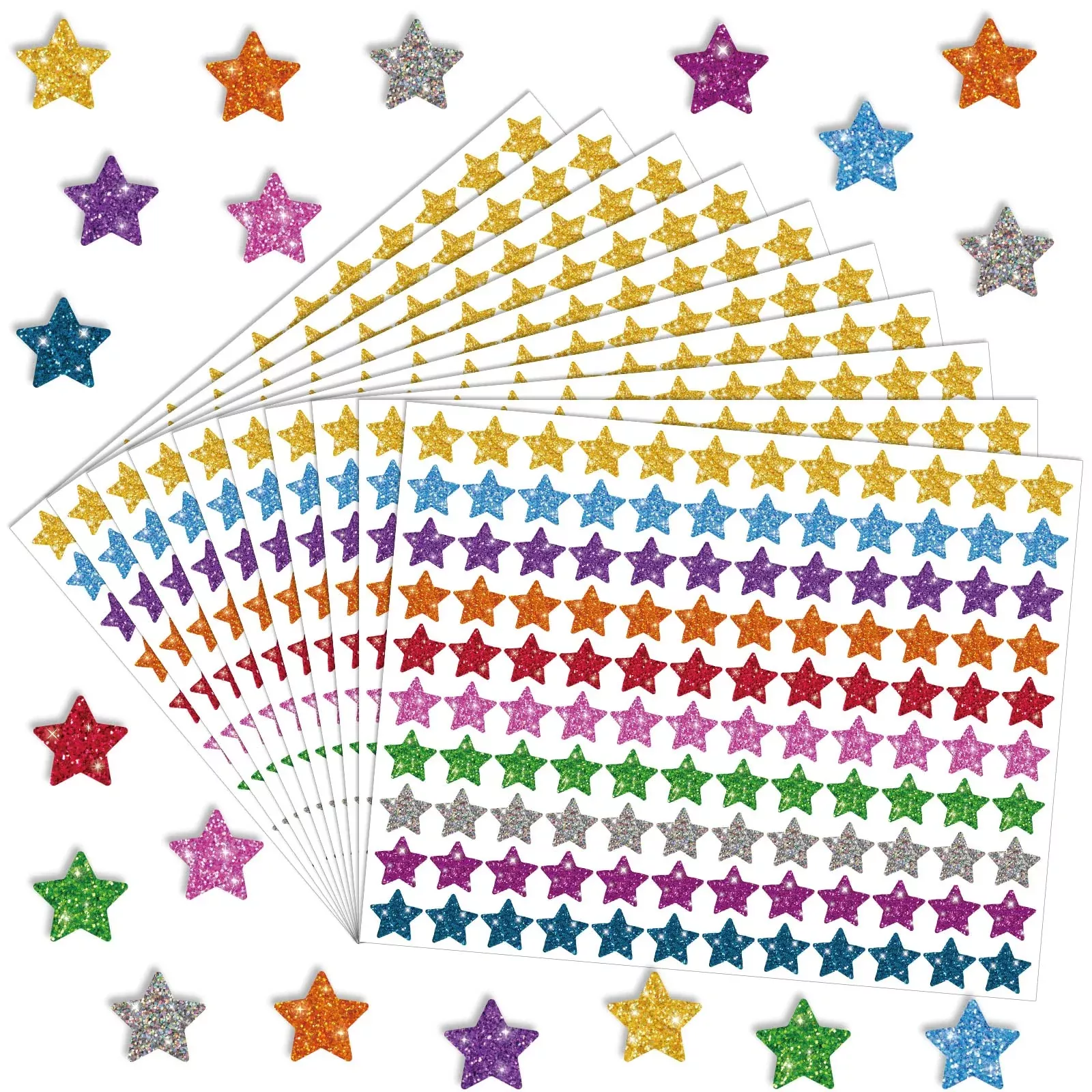 Lincia Star Stickers, Multicolor, 1200 Pieces, Self-Adhesive