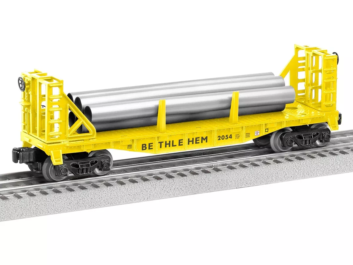 Lionel 2428030 O Gauge Flatcar with Bulkheads Bethlehem Steel 2054