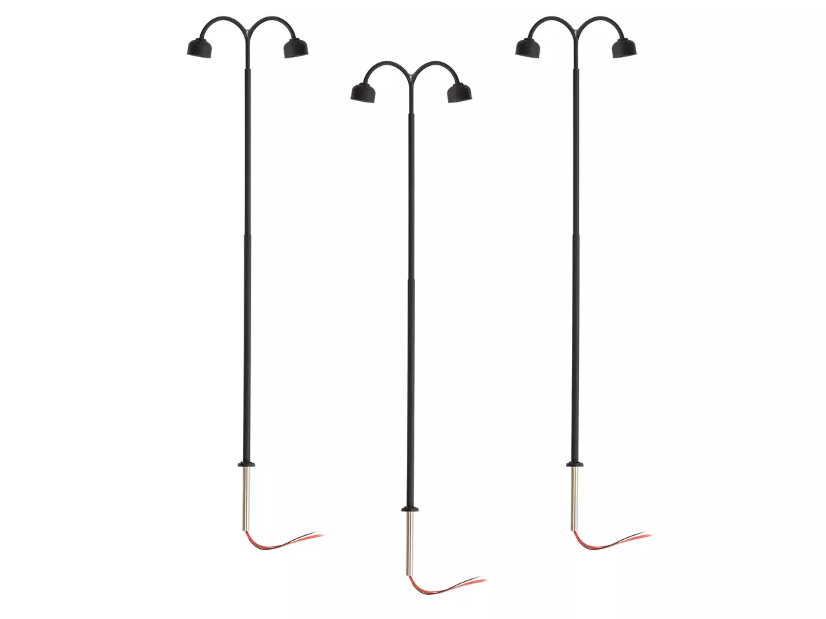Lionel 2456010 HO Scale LED Double Arm Lamp – Black (3 Pack)