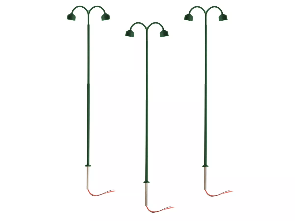 Lionel 2456020 HO Scale LED Double Arm Lamp – Green (3 Pack)