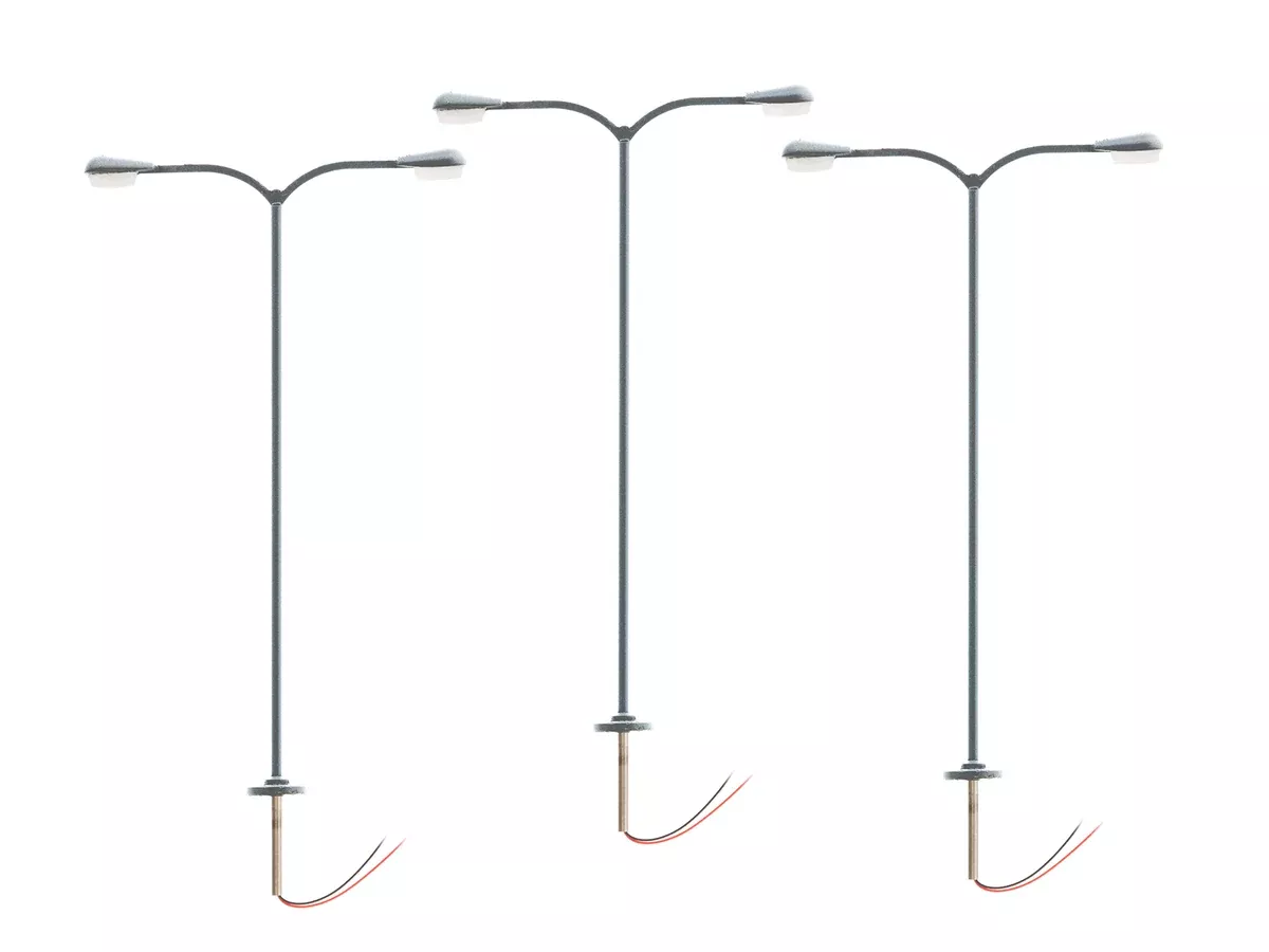 Lionel 2456070 HO Scale LED Double Arm Parking Lights – Gray (3 Pack)