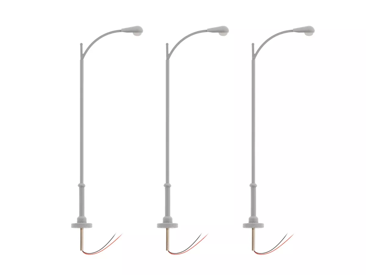 Lionel 2456133 HO Scale LED Single Lamp Extended Pole – Gray (3 Pack)