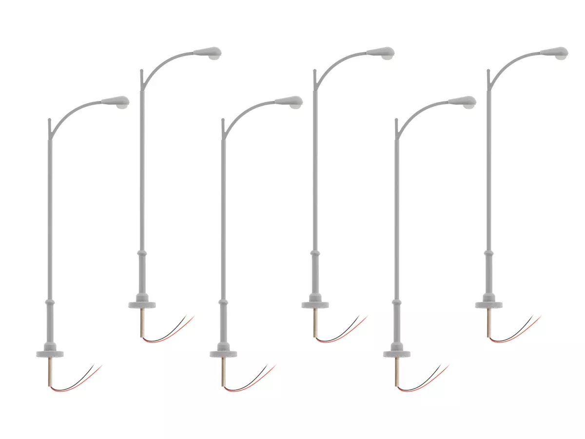 Lionel 2456136 HO Scale LED Single Lamp Extended Pole – Gray (6 Pack)