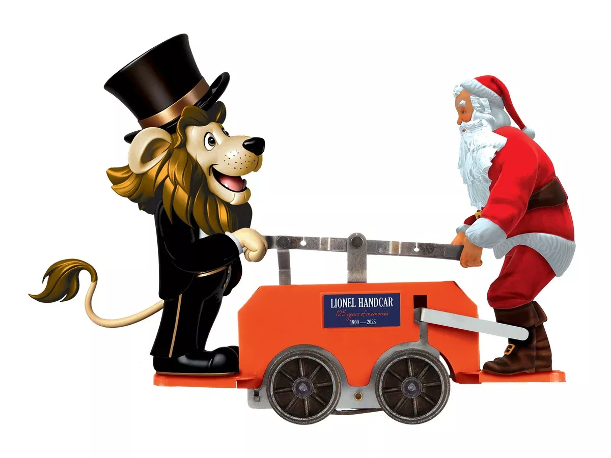 Lionel 2535150 O Gauge Lenny and Santa Handcar - Orange
