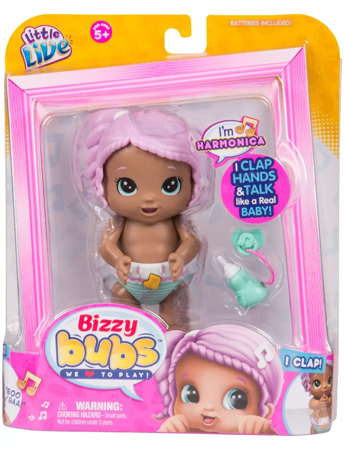 Little Live Pets Bizzy Bub Baby Doll Pink Small 1x Bottle & Pacifier