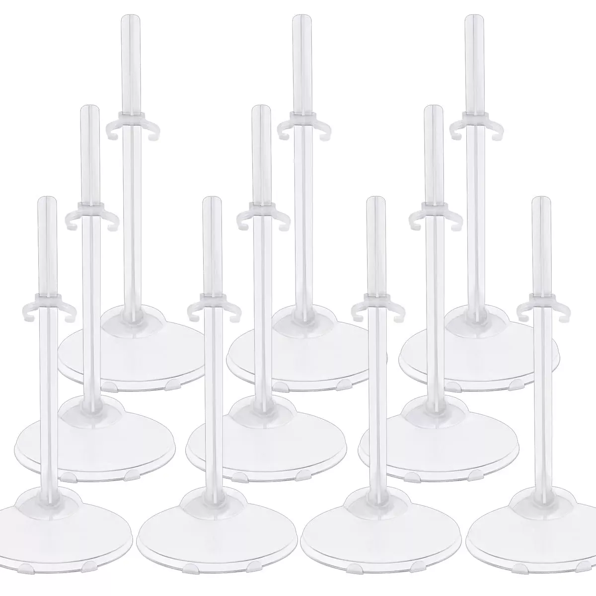 LNQ LUNIQI Doll Stand Rack 10-Pack Adjustable Plastic Transparent 20cm