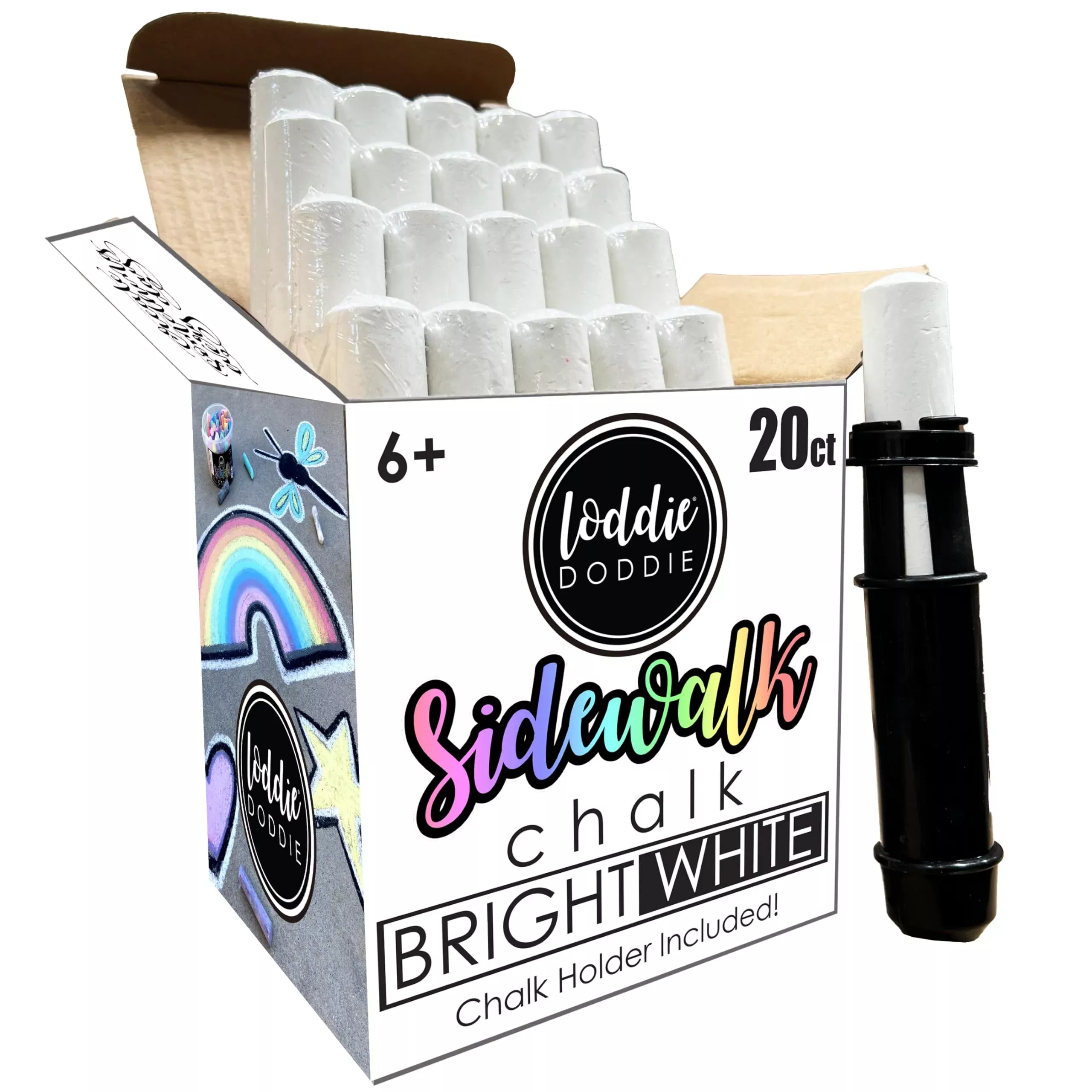 Loddie Doddie Jumbo Sidewalk Chalk Sticks, White, 20 Count