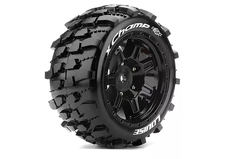 Louise RC L-T3349BM MFT X-Champ Sport Monster Truck Tires Mounted on Black Rim with 24mm Hex fits Arrma Kraton 8S (1 Pair)
