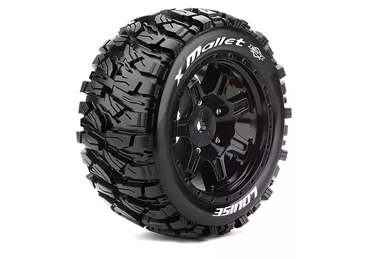 Louise RC L-T3350BM MFT X-Mallet Sport Monster Truck Tires Mounted on Black Rim with 24mm Hex fits Arrma Kraton 8S (1 Pair)