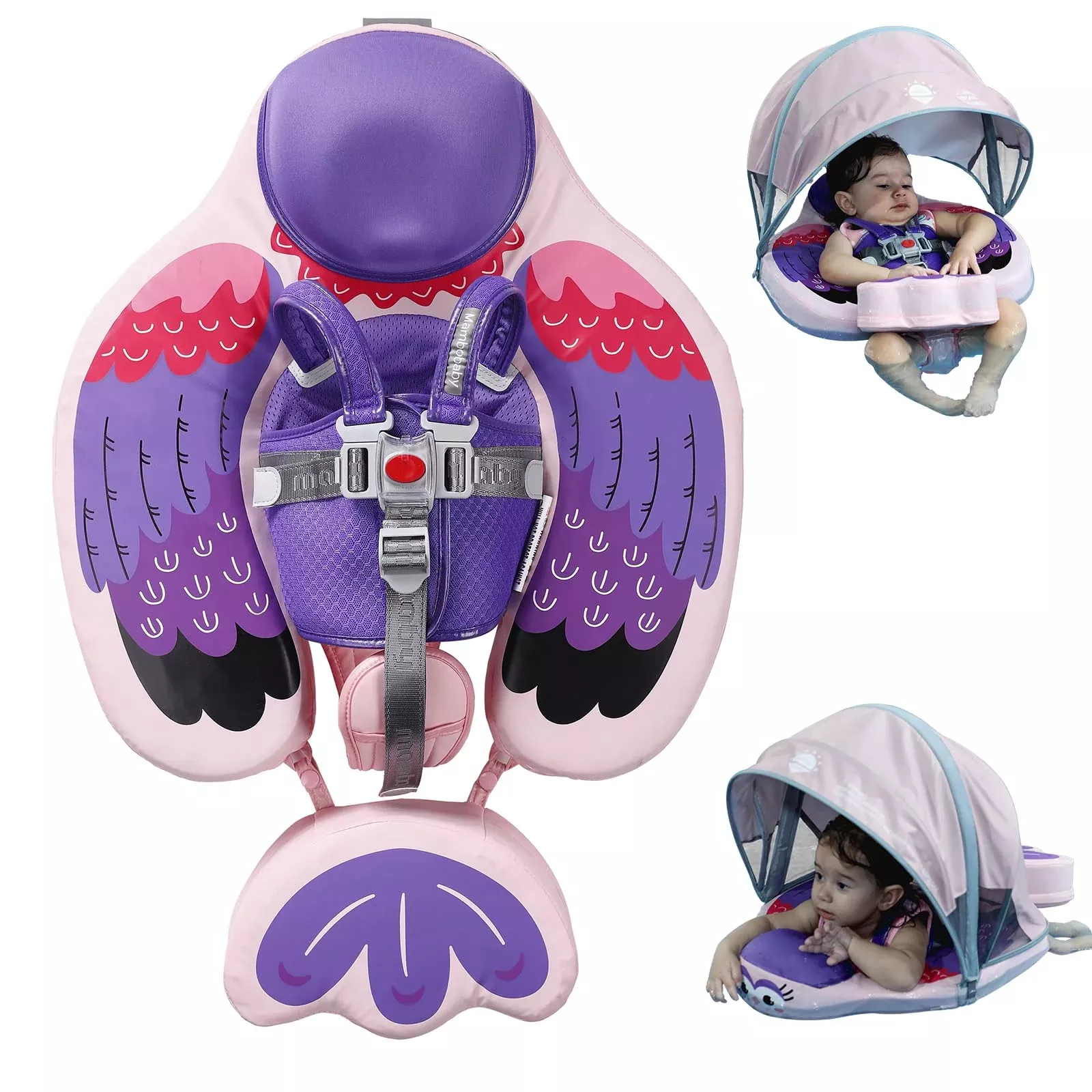 Luckclubtojoy Baby Float with Canopy & Tail, Large, Bpurple