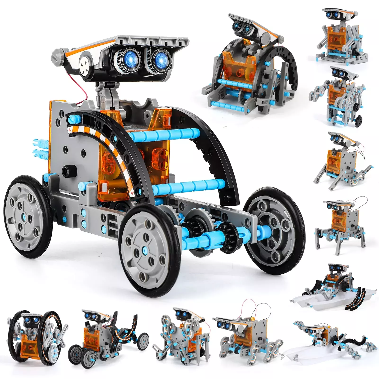 Lucky Doug 12-in-1 STEM Solar Robot Kit for Kids, Grey, Small