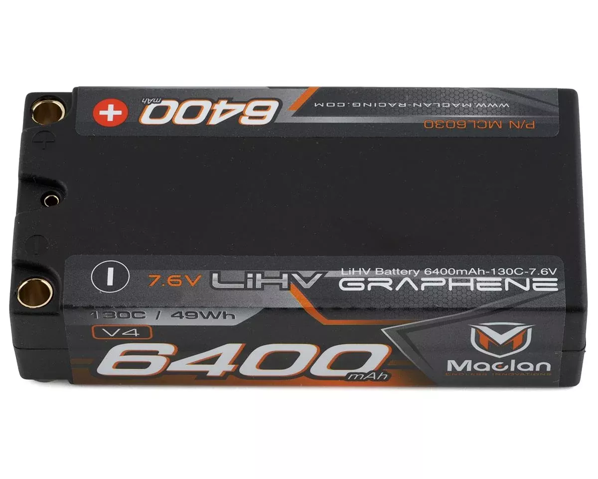 Maclan Graphene 6030 2sShorty LiPo Battery (7.6V/6400mAh) w/5mm Bullets