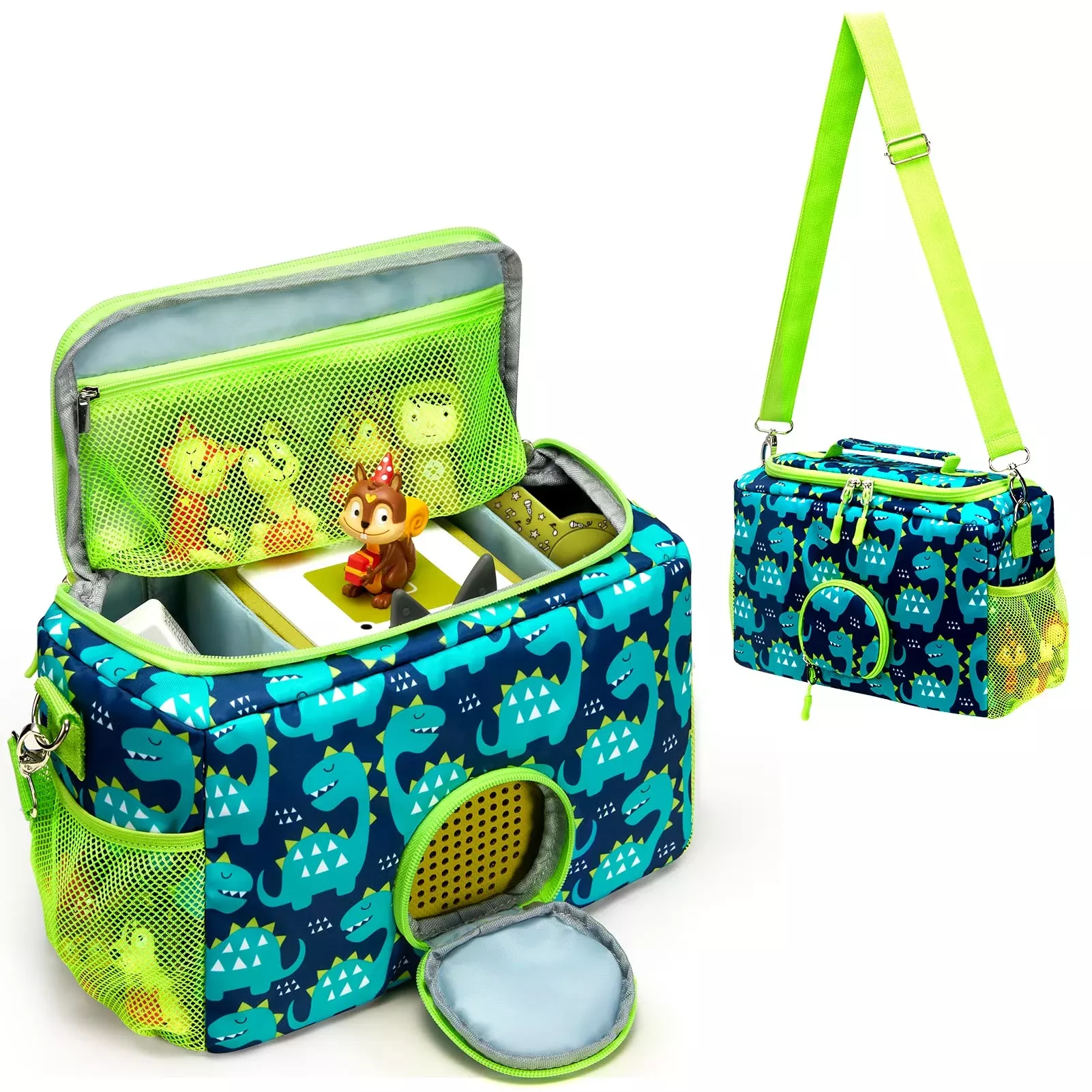 MaidMAX Carrying Case for Toniebox, Waterproof, Green-Dinosaur, 28