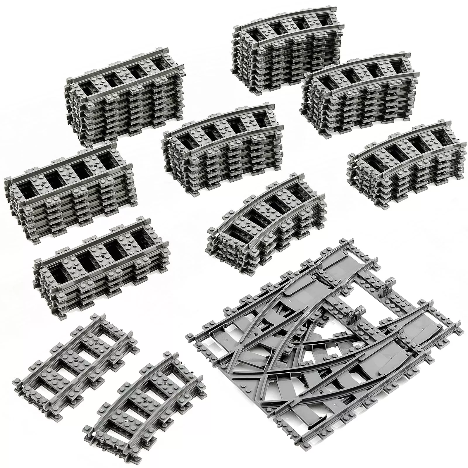 Mannidoo Classic City Train Tracks, 54 Pieces Railroad Tracks With 32
