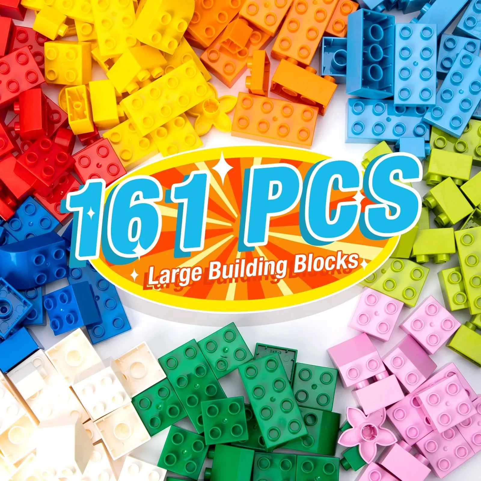 Mannidoo Large Building Blocks For Kids Toddlers, 161Pcs Big Building