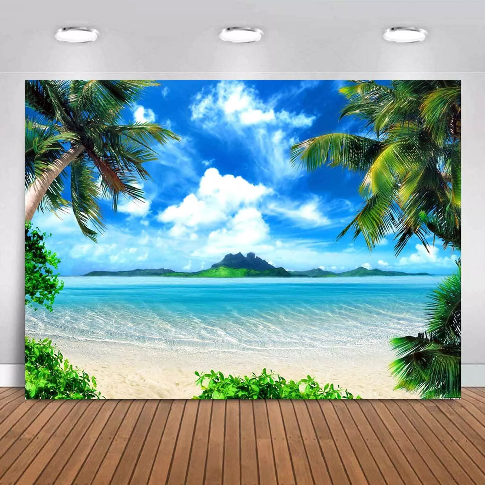 MAQTT Fabric Polyester Backdrop 7x5ft Blue Party Decoration