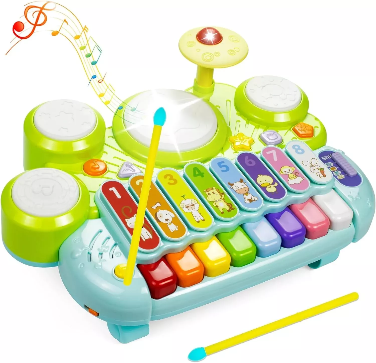 Marstone 3-in-1 Musical Instruments Toy for Toddlers, Green, Large